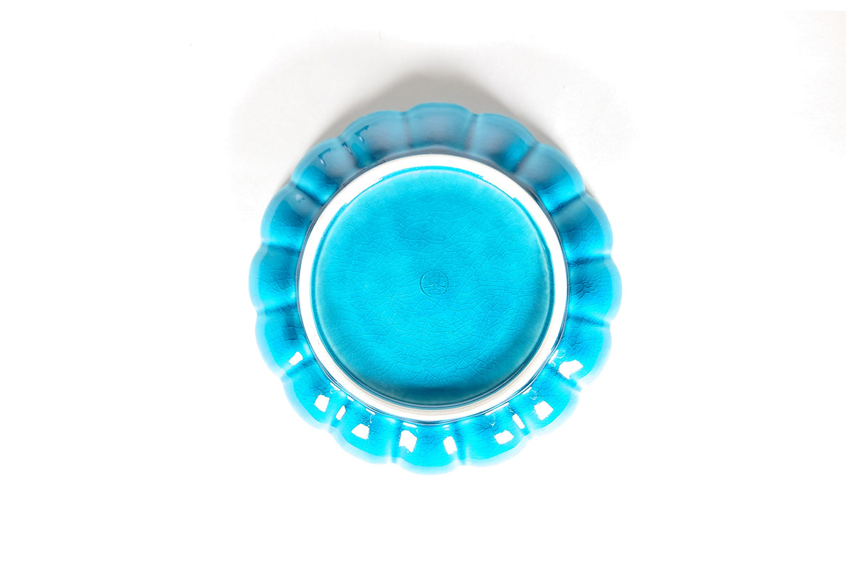 青釉 五寸菊型皿