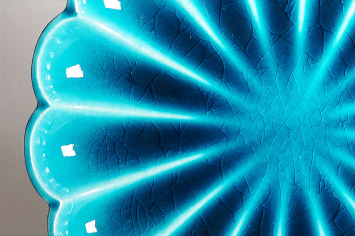 青釉 五寸菊型皿