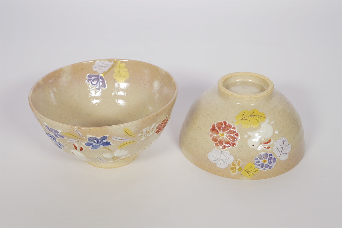 花丸紋うさぎ 組飯碗