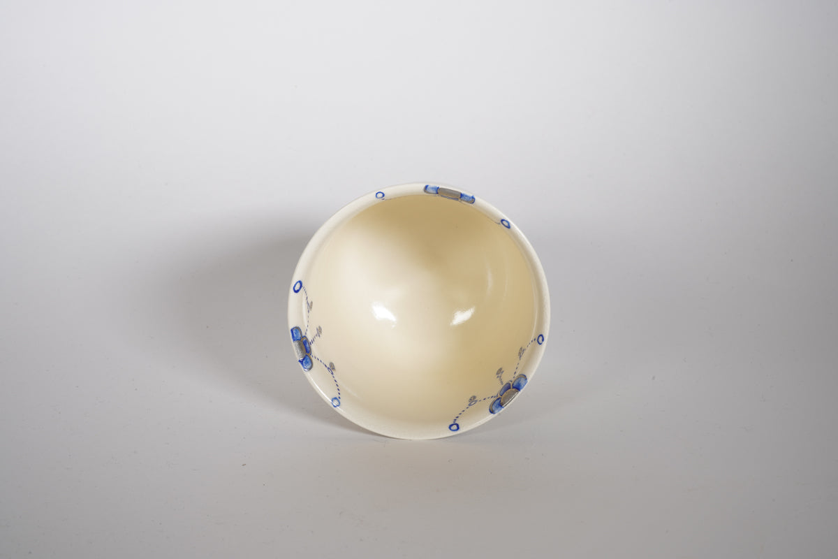 仁清 色絵瓔珞文 青 蓋付湯呑