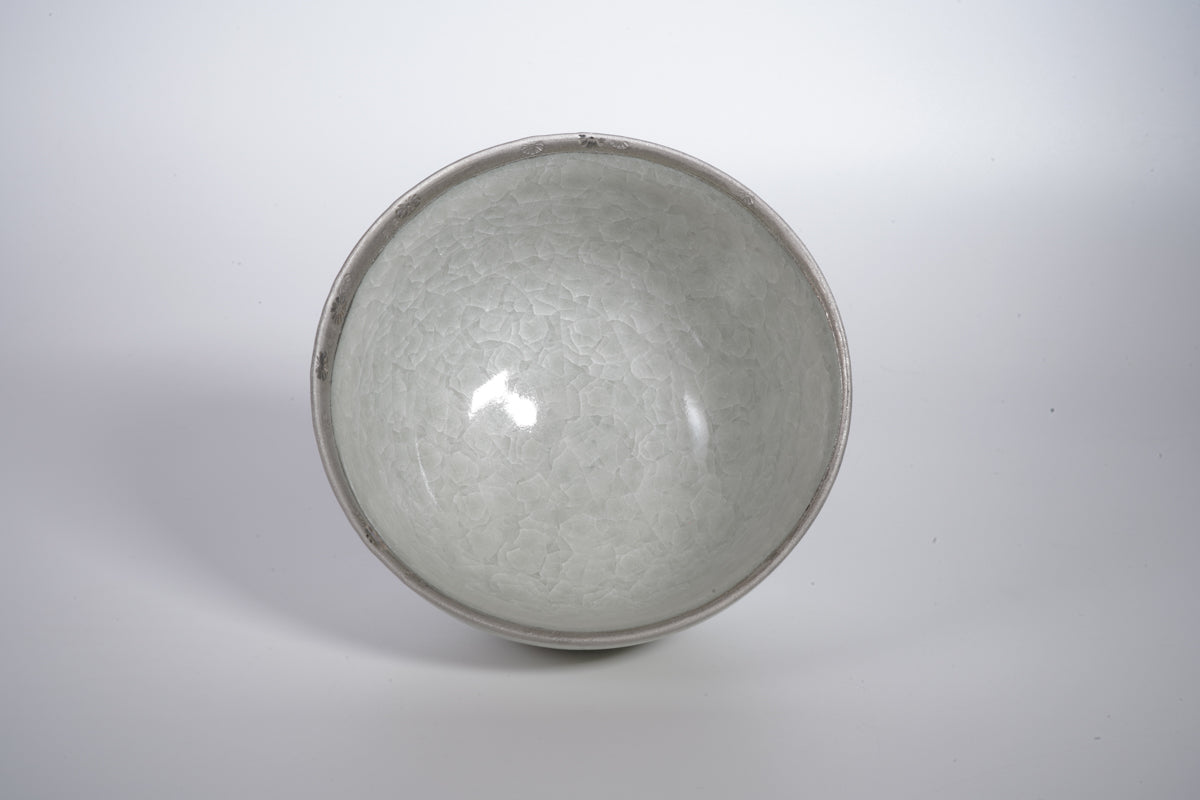 灰瓷印花白金彩 抹茶碗