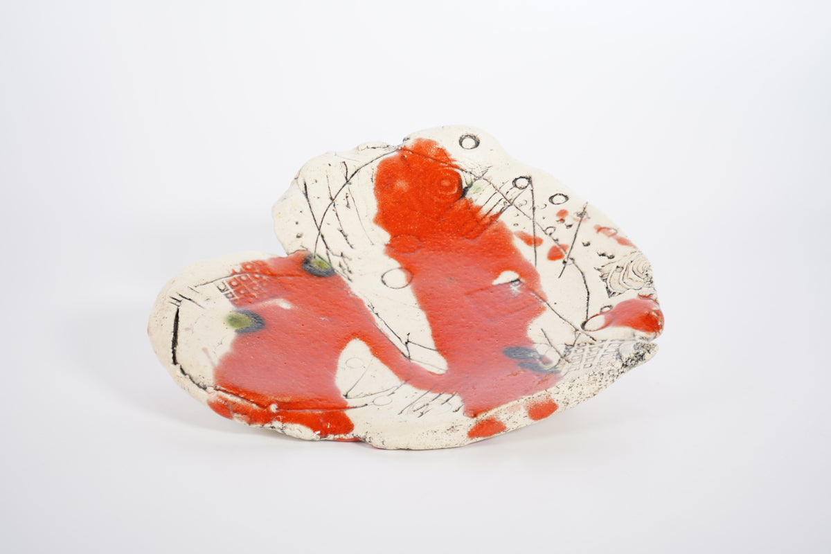 赫釉織部 ハート皿