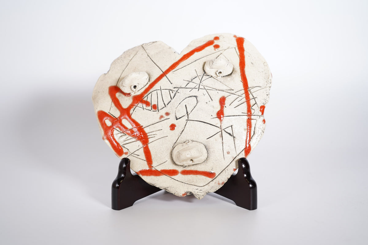 赫釉織部 ハート皿