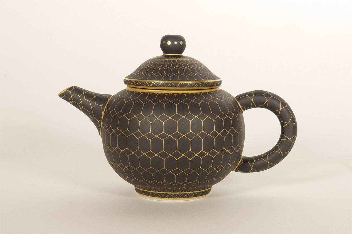 黒釉金彩亀甲紋 茶注