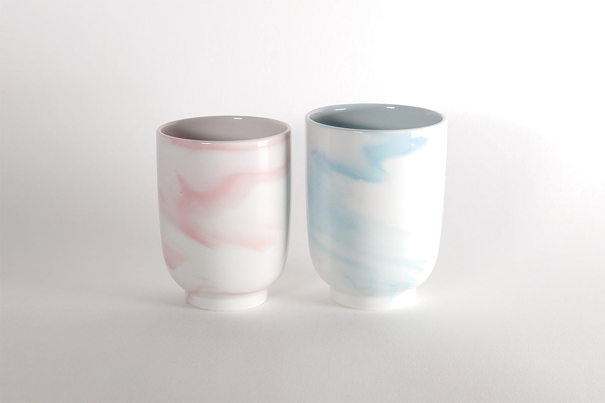 マーブル 撫子 湯呑