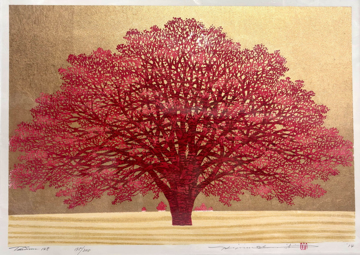 木版畫　TreeScene148　並木一