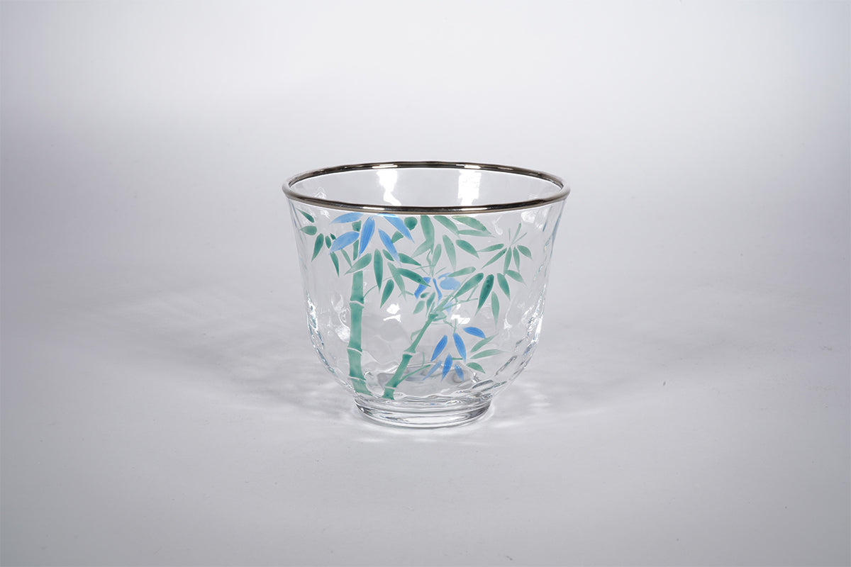 京絵付ガラス 青竹 汲出碗